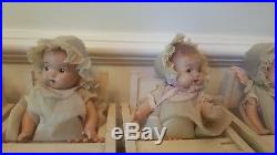1930's Alexander Doll Company Dionne Quintuplets set in low chairs