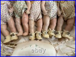 1930's Madame Alexander Dionne Quintuplet Composition Set 7.5 Tagged And Book