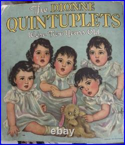 1930's Madame Alexander Dionne Quintuplet Composition Set 7.5 Tagged And Book