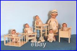 1930's ORIG. Madame Alexander Dionne quintuplets complete with nurse and furnit