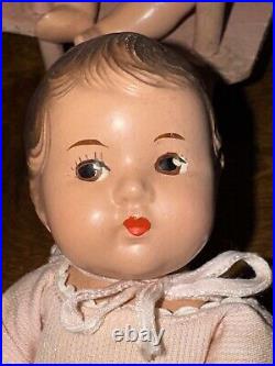 1930s Madame Alexander Dionne Quintuplet Composition Set 7.5 With High Chair
