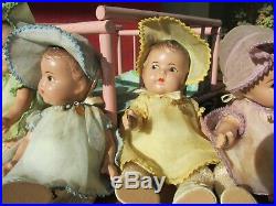 1935 Madam Alexander's Vintage Dionne Quintuplet Dolls 5 original clothes 7.5 in