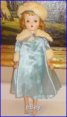 1950s 20 Madame Alexander Cissy Doll in Tagged Dress withCoat & Fur Hat AS-IS
