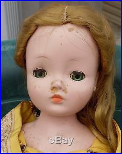 1950s Madame Alexander 20 Cissy Doll-Lt Brown Hair-Blue Eyes-Orig Yellow Dress