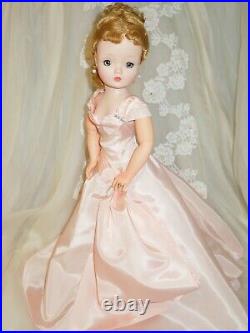 1950s Madame Alexander 20 Cissy doll in repro pink side drape gown