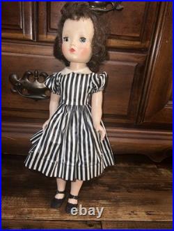 1953-55 Madame Alexander Binnie Walker 14 Doll Tagged Striped Dress With Shoes