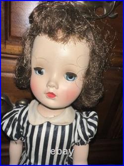 1953-55 Madame Alexander Binnie Walker 14 Doll Tagged Striped Dress With Shoes