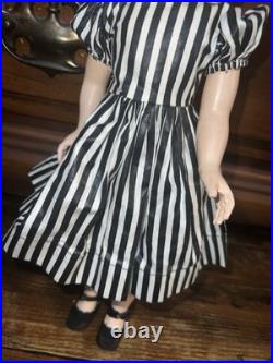 1953-55 Madame Alexander Binnie Walker 14 Doll Tagged Striped Dress With Shoes