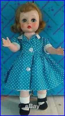 1953 8 In Madame Alexander Quiz Kin. Blue Polka Dot Dress