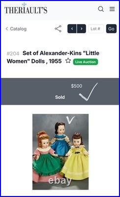 1955 Madame Alexander Kins Little Women Marme Rare Dress Tagged Box Stand