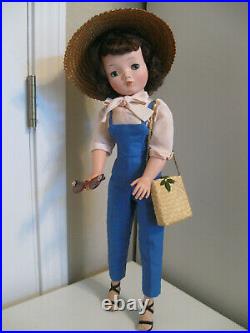 1957 MADAME ALEXANDER CISSY DOLL IN BLUE & PINK GARDENING OUTFIT WithACCESSORIES