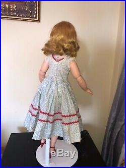 1957 Madame Alexander Cissy in Tagged Blue Cornflower Dress red rick rack shoes