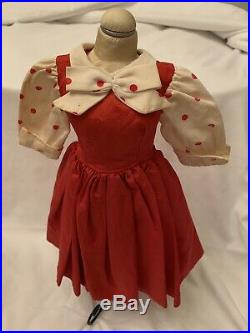 1957 Vintage Madame Alexander Cissy Doll Dress Red Taffeta with Polka Dots