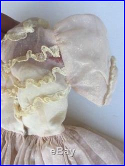 1958 HTF Madame Alexander 20 Cissy Pale Pink Sheer Dress & Ruffled Tulle Slip