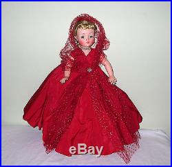 21 Madame Alexander CISSY Doll in Red Taffeta Dress & Tulle Stole #2285 1958