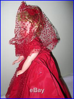 21 Madame Alexander CISSY Doll in Red Taffeta Dress & Tulle Stole #2285 1958