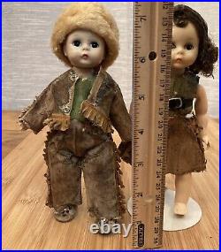2 Vintage 1950s Madame Alexander Alexander-Kin Davy Crockett Doll w Caracul Wig