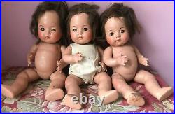 (3) Dionne Quintuplet 12 Madame Alexander 1930s Composition Toddler Dolls