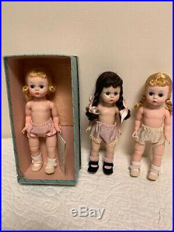 3 adorable Alexander-kins dolls lot with 3 tagged dresses