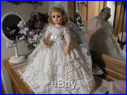 60s Elise Bride Doll Madame Alexander Marybel Face Blonde Veil TAGGED Gown Shoes