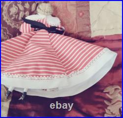 8 Antique Solid Dome Bisque Head Doll #5 Dressed In Mme. Alex. Red Striped19