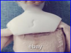 8 Antique Solid Dome Bisque Head Doll #5 Dressed In Mme. Alex. Red Striped19