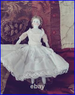 8 Antique Solid Dome Bisque Head Doll #5 Dressed In Mme. Alex. Red Striped19