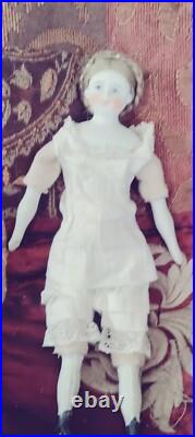 8 Antique Solid Dome Bisque Head Doll #5 Dressed In Mme. Alex. Red Striped19