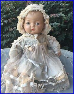 Antique 1930's Madame Alexander Pinkie Pinky Composition Baby Doll 16 Tagged