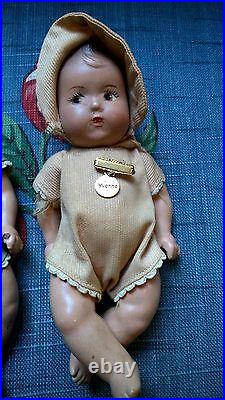 Antique Dionne Quintuplets Dr. Dafoe Composition Dolls with Original Outfits 1930s