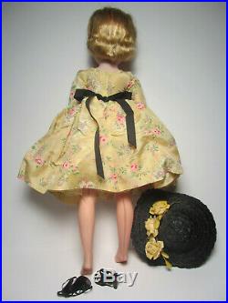 CISSY 20 Vintage Madame Alexander Doll Golden Taffeta Dress Black Straw Hat