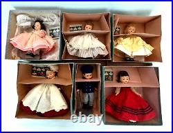 Complete Set of 6 Little Women 8 Madame Alexander Dolls 1960s with Stands & Boxes
