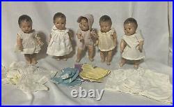 Dionne Quintuplet Composition Alexander 7 Toddler Doll Set 5 with Layette Clothes