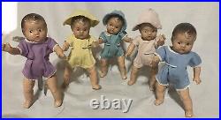 Dionne Quintuplet Composition Alexander 7 Toddler Doll Set 5 with Layette Clothes