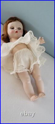 Early Madame Alexander-kins Strung Doll Heavier Body 1953 Black Floral Pinafore