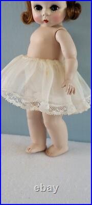 Early Madame Alexander-kins Strung Doll Heavier Body 1953 Black Floral Pinafore