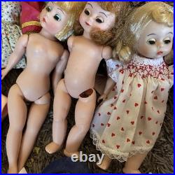 LOT Of 17 Madame Alexander Dolls + Doll Parts Clothes Shoes Repair Kit PLS READ