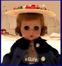 Lissy Madame Alexander 11.5 Doll 1950s navy blue coat, skirt/blouse, + all