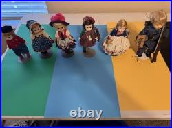 Lot Of 6 Vintage 8 Inch Dolls With Stands Madame Alexander, Vogue Ginny, Sanford