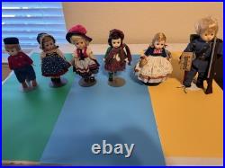 Lot Of 6 Vintage 8 Inch Dolls With Stands Madame Alexander, Vogue Ginny, Sanford