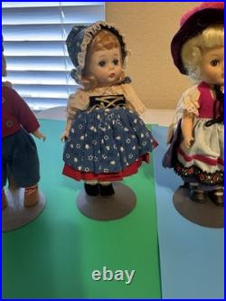 Lot Of 6 Vintage 8 Inch Dolls With Stands Madame Alexander, Vogue Ginny, Sanford