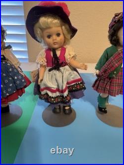 Lot Of 6 Vintage 8 Inch Dolls With Stands Madame Alexander, Vogue Ginny, Sanford