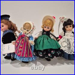 Lot of 4 Vintage Madame Alexander Dolls International 8 Series with Stands