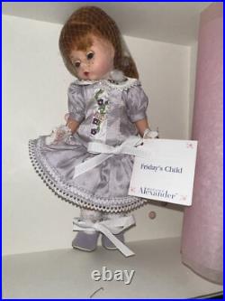Lot of 7 Madame Alexander Days Of The Week 8in Dolls NIB/Embroideries/Stands