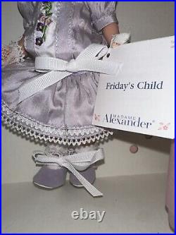 Lot of 7 Madame Alexander Days Of The Week 8in Dolls NIB/Embroideries/Stands