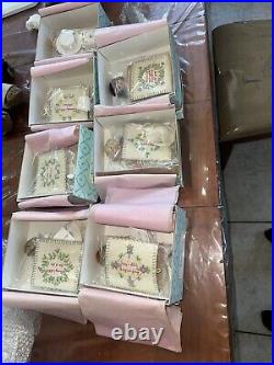 Lot of 7 Madame Alexander Days Of The Week 8in Dolls NIB/Embroideries/Stands