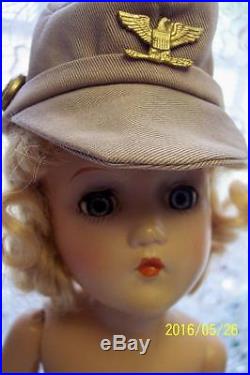 MADAME ALEXANDER COMPOSITION WAAC DOLL in COMPLETE TAGGED WWII 1943 UNIFORM
