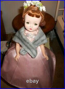 MADAME ALEXANDER Cissy 21 Ballgown Pink w Grey Stole/Flowers Vintage 1950s