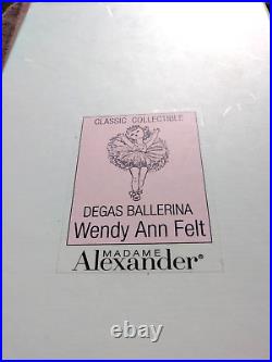 MADAME ALEXANDER Limited DEGAS BALLERINA WENDY ANN FELT DOLL 13 Doll