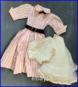 MADAME ALEXANDER PINK STRIPED CISSY DRESS with TAG VERY GOOD VINTAGE CONDITION